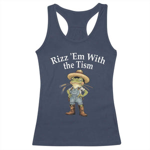 Autism Frog Racerback Tank Top Funny Rizz Em With The Tism TS12 Navy Print Your Wear