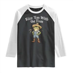 Autism Frog Raglan Shirt Funny Rizz Em With The Tism TS12 Black White Print Your Wear