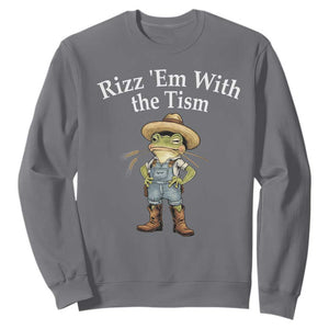 Autism Frog Sweatshirt Funny Rizz Em With The Tism TS12 Charcoal Print Your Wear