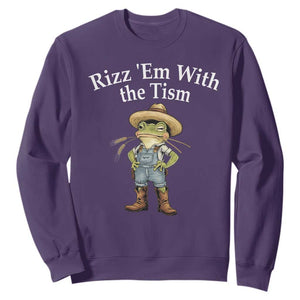 Autism Frog Sweatshirt Funny Rizz Em With The Tism TS12 Purple Print Your Wear