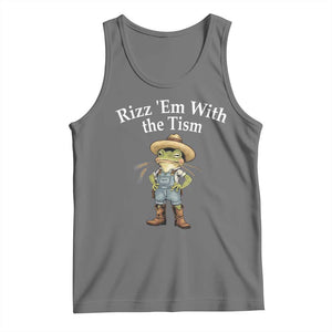 Autism Frog Tank Top Funny Rizz Em With The Tism TS12 Black Heather Print Your Wear