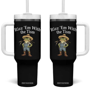 Autism Frog Tumbler With Handle Funny Rizz Em With The Tism TS12 One Size: 40 oz Black Print Your Wear