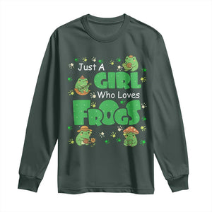 Just A Girl Who Loves Frogs Gift Long Sleeve Shirt TS12 Dark Forest Green Print Your Wear