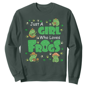 Just A Girl Who Loves Frogs Gift Sweatshirt TS12 Dark Forest Green Print Your Wear