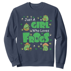 Just A Girl Who Loves Frogs Gift Sweatshirt TS12 Navy Print Your Wear