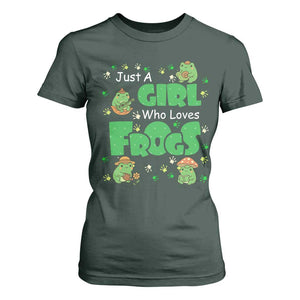 Just A Girl Who Loves Frogs Gift T Shirt For Women TS12 Dark Forest Green Print Your Wear