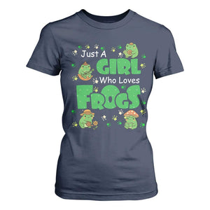 Just A Girl Who Loves Frogs Gift T Shirt For Women TS12 Navy Print Your Wear