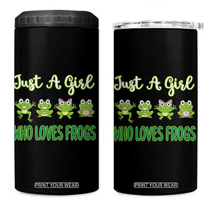 Just A Girl Who Loves Frogs 4 in 1 Can Cooler Tumbler Frog Lover TS12 One Size: 16 oz Black Print Your Wear