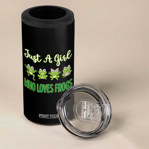 Just A Girl Who Loves Frogs 4 in 1 Can Cooler Tumbler Frog Lover TS12 Print Your Wear