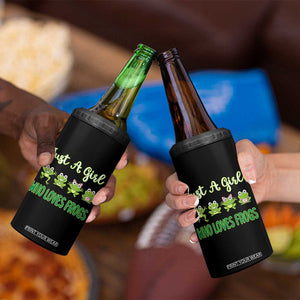 Just A Girl Who Loves Frogs 4 in 1 Can Cooler Tumbler Frog Lover TS12 Print Your Wear