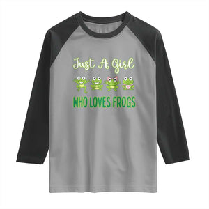 Just A Girl Who Loves Frogs Raglan Shirt Frog Lover TS12 Sport Gray Black Print Your Wear
