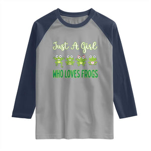 Just A Girl Who Loves Frogs Raglan Shirt Frog Lover TS12 Sport Gray Navy Print Your Wear