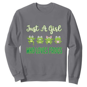 Just A Girl Who Loves Frogs Sweatshirt Frog Lover TS12 Charcoal Print Your Wear