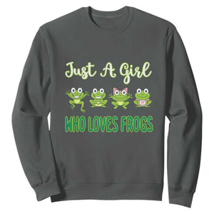 Just A Girl Who Loves Frogs Sweatshirt Frog Lover TS12 Dark Heather Print Your Wear