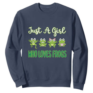 Just A Girl Who Loves Frogs Sweatshirt Frog Lover TS12 Navy Print Your Wear