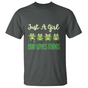 Just A Girl Who Loves Frogs T Shirt Frog Lover TS12 Dark Heather Print Your Wear