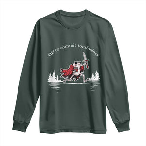 Off To Commit Tomfoolery Long Sleeve Shirt Frog Coffee Lover Gift TS12 Dark Forest Green Print Your Wear