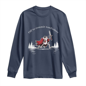 Off To Commit Tomfoolery Long Sleeve Shirt Frog Coffee Lover Gift TS12 Navy Print Your Wear
