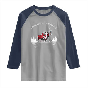 Off To Commit Tomfoolery Raglan Shirt Frog Coffee Lover Gift TS12 Sport Gray Navy Print Your Wear