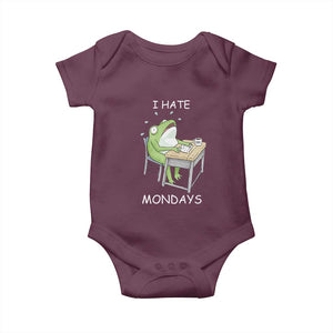 Funny Office Frog Baby Onesie I Hate Mondays TS12 Maroon Print Your Wear