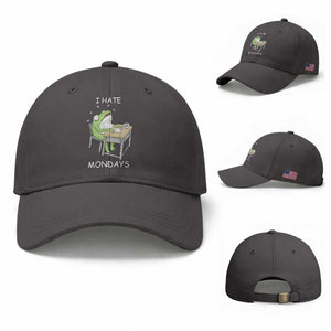 Funny Office Frog Baseball Cap I Hate Mondays TS12 Baseball Cap Universal Fit Dark Gray Print Your Wear