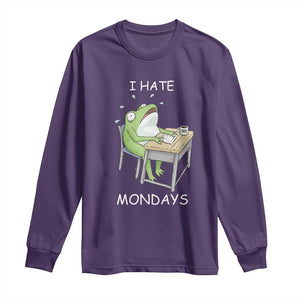 Funny Office Frog Long Sleeve Shirt I Hate Mondays TS12 Purple Print Your Wear
