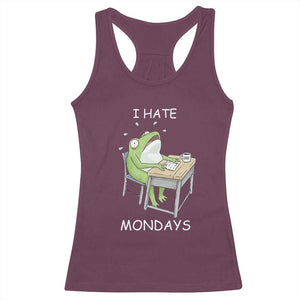 Funny Office Frog Racerback Tank Top I Hate Mondays TS12 Maroon Print Your Wear