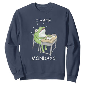 Funny Office Frog Sweatshirt I Hate Mondays TS12 Navy Print Your Wear