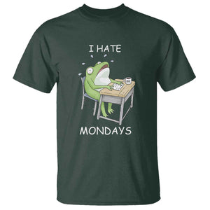 Funny Office Frog T Shirt I Hate Mondays TS12 Dark Forest Green Print Your Wear