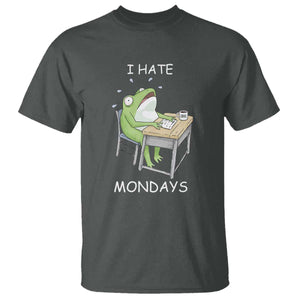 Funny Office Frog T Shirt I Hate Mondays TS12 Dark Heather Print Your Wear