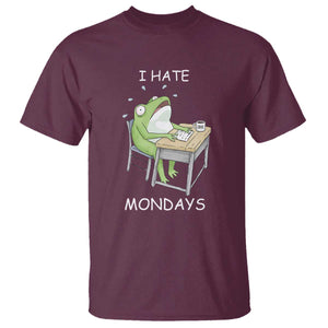 Funny Office Frog T Shirt I Hate Mondays TS12 Maroon Print Your Wear