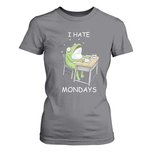 Funny Office Frog T Shirt For Women I Hate Mondays TS12 Charcoal Print Your Wear
