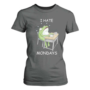 Funny Office Frog T Shirt For Women I Hate Mondays TS12 Dark Heather Print Your Wear