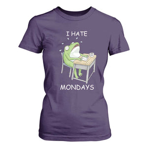 Funny Office Frog T Shirt For Women I Hate Mondays TS12 Purple Print Your Wear