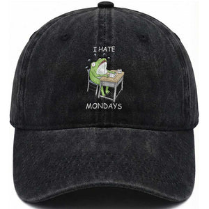 Funny Office Frog Washed Cotton Baseball Cap I Hate Mondays TS12 Print Your Wear