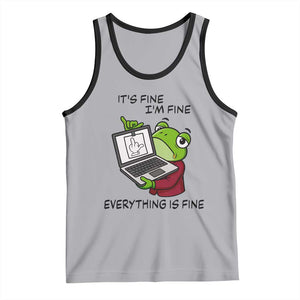 It Is Fine I Am Fine Everything Is Fine Tank Top Attitude Frog TS12 Athletic Heather Black Print Your Wear