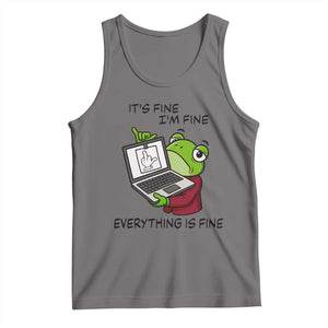 It Is Fine I Am Fine Everything Is Fine Tank Top Attitude Frog TS12 Deep Heather Print Your Wear
