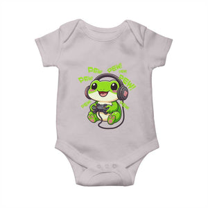 Funny Frog Playing Video Game Gift Baby Onesie TS12 Ice Gray Print Your Wear