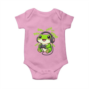 Funny Frog Playing Video Game Gift Baby Onesie TS12 Light Pink Print Your Wear