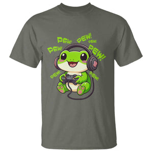 Funny Frog Playing Video Game Gift T Shirt TS12 Military Green Print Your Wear