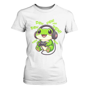 Funny Frog Playing Video Game Gift T Shirt For Women TS12 White Print Your Wear