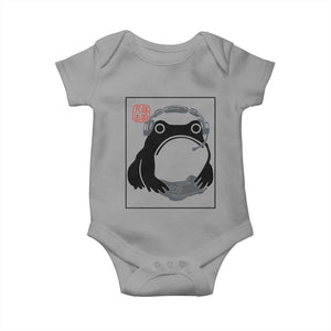 Grumpy Frog Gamer Japanese Ink Painting Baby Onesie TS12 Sport Gray Print Your Wear