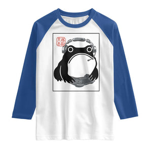 Grumpy Frog Gamer Japanese Ink Painting Raglan Shirt TS12 White Royal Print Your Wear
