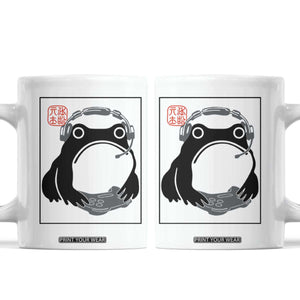 Grumpy Frog Gamer Japanese Ink Painting Coffee Mug TS12 White Print Your Wear