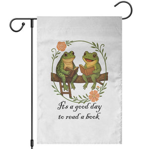 It Is A Good Day To Read A Book Garden Flag Frog Book Lover TS12 White Print Your Wear