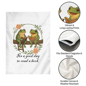 It Is A Good Day To Read A Book Garden Flag Frog Book Lover TS12 Print Your Wear