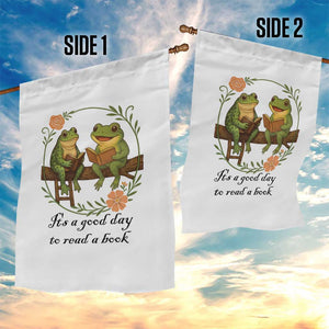 It Is A Good Day To Read A Book Garden Flag Frog Book Lover TS12 Print Your Wear