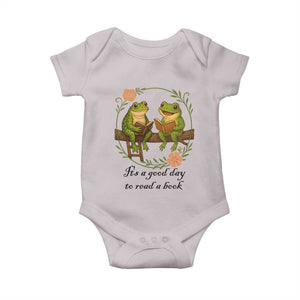 It Is A Good Day To Read A Book Baby Onesie Frog Book Lover TS12 Ice Gray Print Your Wear