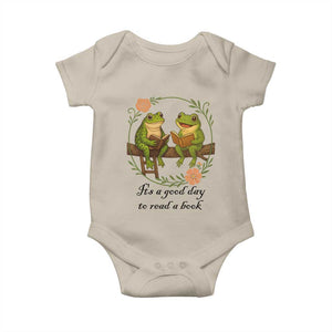 It Is A Good Day To Read A Book Baby Onesie Frog Book Lover TS12 Sand Print Your Wear