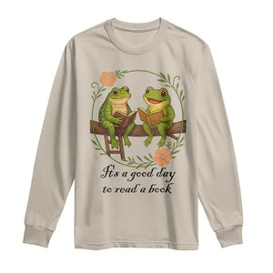 It Is A Good Day To Read A Book Long Sleeve Shirt Frog Book Lover TS12 Sand Print Your Wear